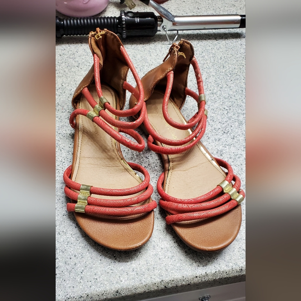 Stylish Women's Sandals in Coral and Tan